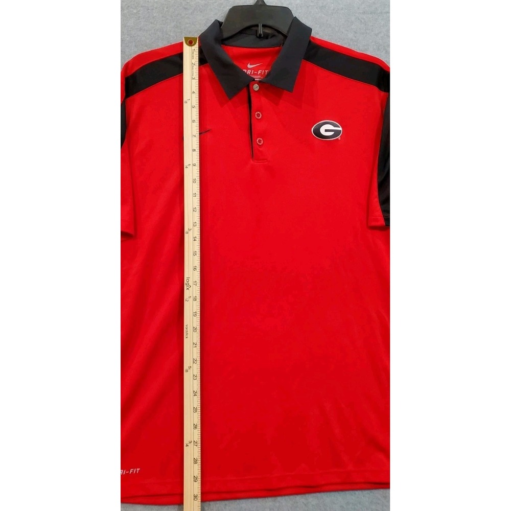 Nike Georgia Bulldogs Team Issue Short Sleeve DriFit Polo Shirt Football Red XL - Picture 3 of 11